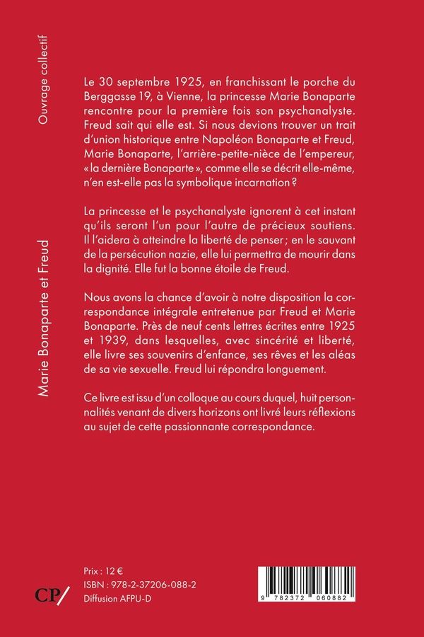 Quatrième de couverture de « Marie Bonaparte et Freud, une rencontre destinale »