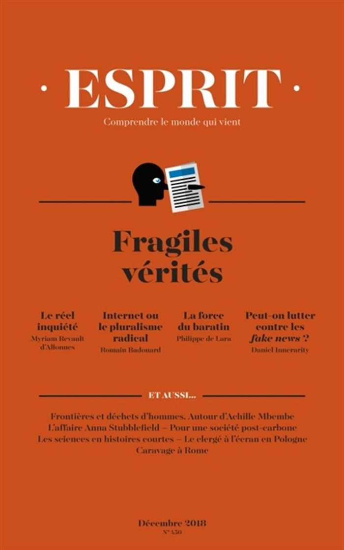 Couverture du livre « ESPRIT - FRAGILES VERITES - DECEMBRE 2018 », librairie Les Contes Infusés à Corte