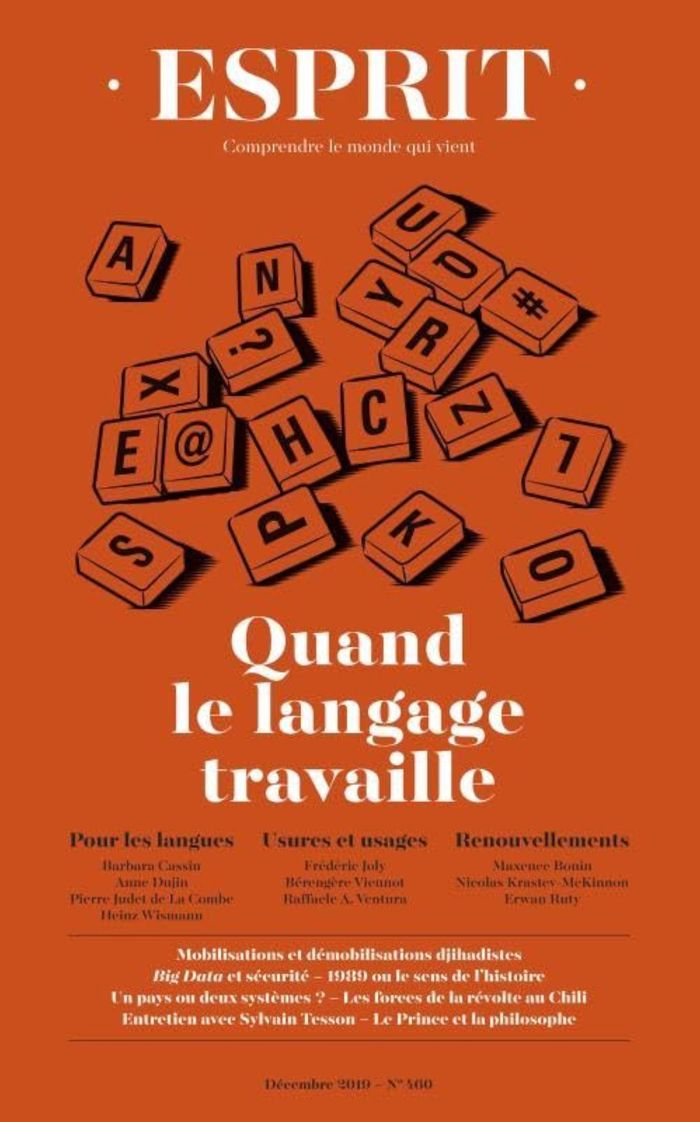 Couverture du livre « ESPRIT - QUAND LE LANGAGE TRAVAILLE - DECEMBRE 2019 » de Collectif, librairie Les Contes Infusés à Corte