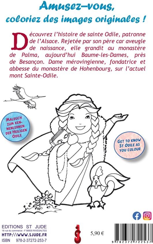 Quatrième de couverture de « JE COLORIE AVEC SAINTE ODILE »
