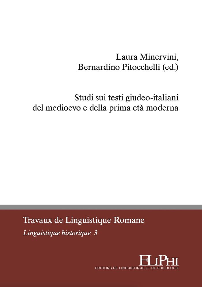 Couverture du livre « Studi sui testi giudeo-italiani del medioevo e della prima età moderna », librairie Les Contes Infusés à Corte