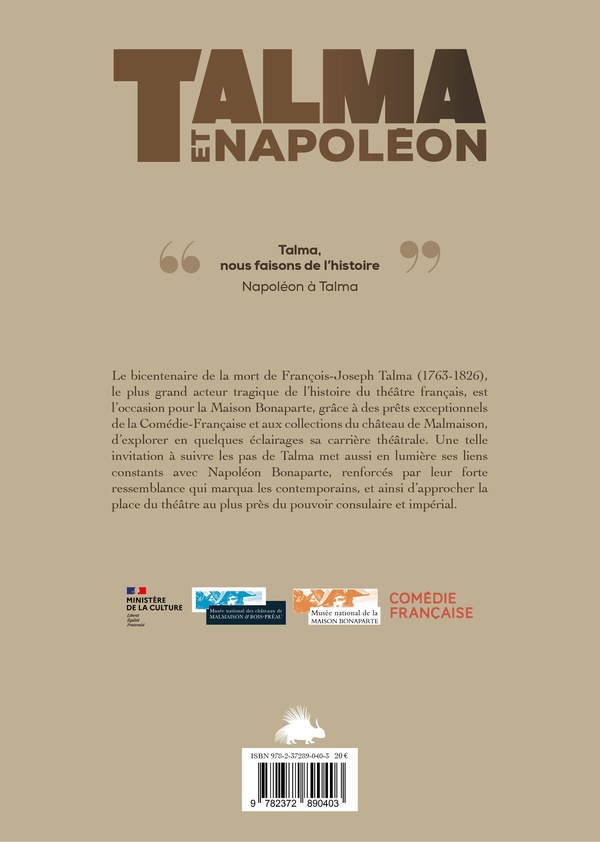 Quatrième de couverture de « Talma et Napoléon »