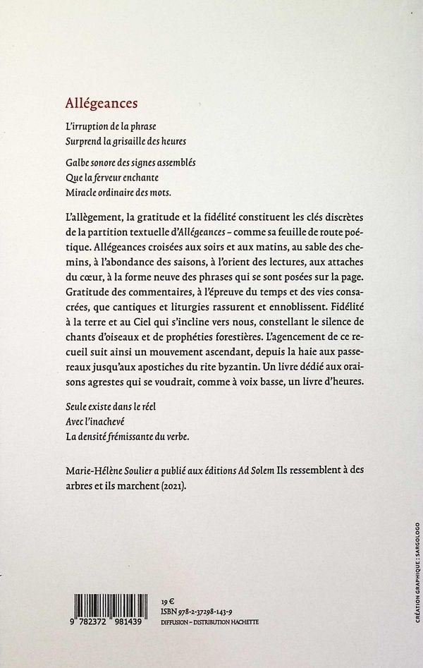 Quatrième de couverture de « Allégeances : entre ciel et terre »
