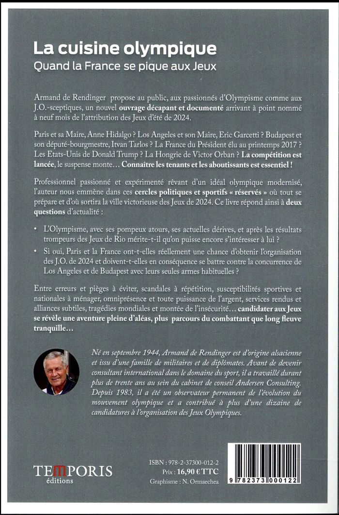 Quatrième de couverture de « LA CUISINE OLYMPIQUE - QUAND LA FRANCE SE PIQUE AUX JEUX »