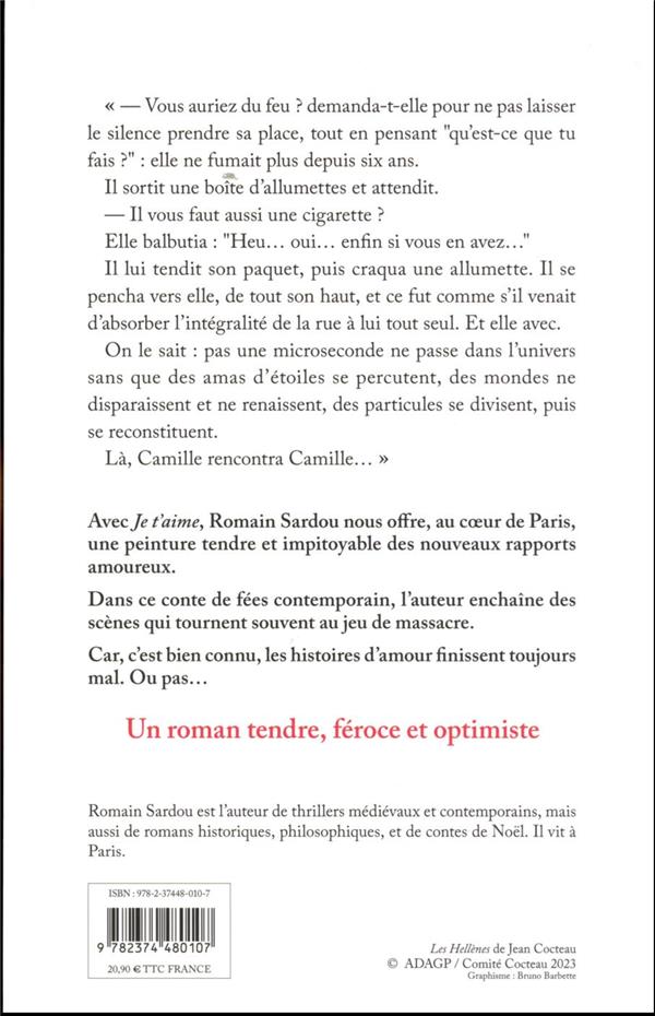 Quatrième de couverture de « Je t'aime : roman »