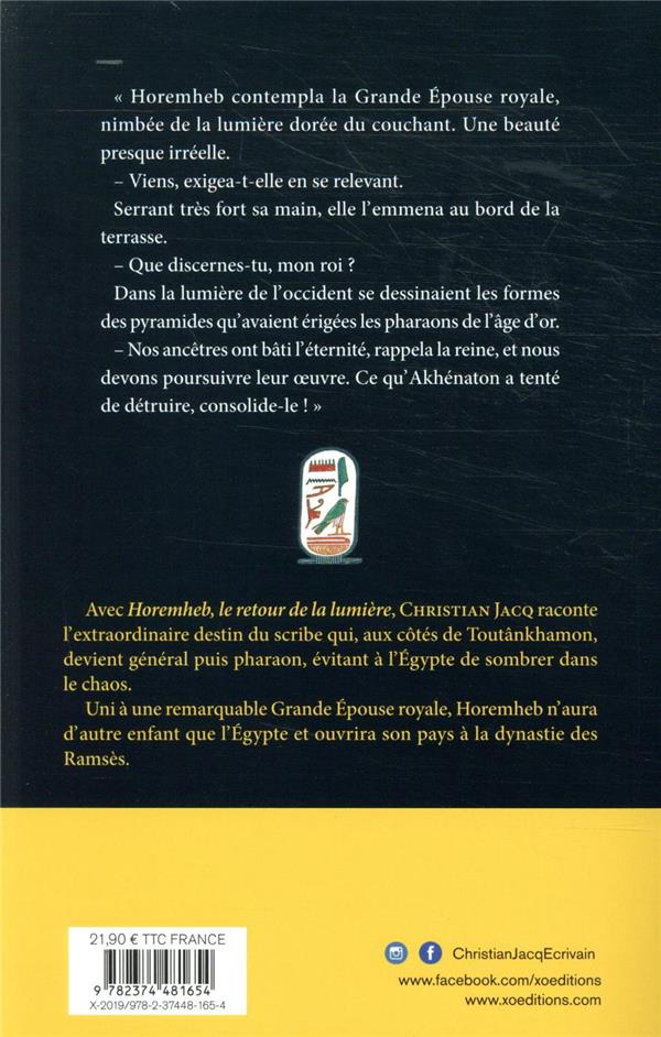 Quatrième de couverture de « Horemheb : le retour de la lumière »