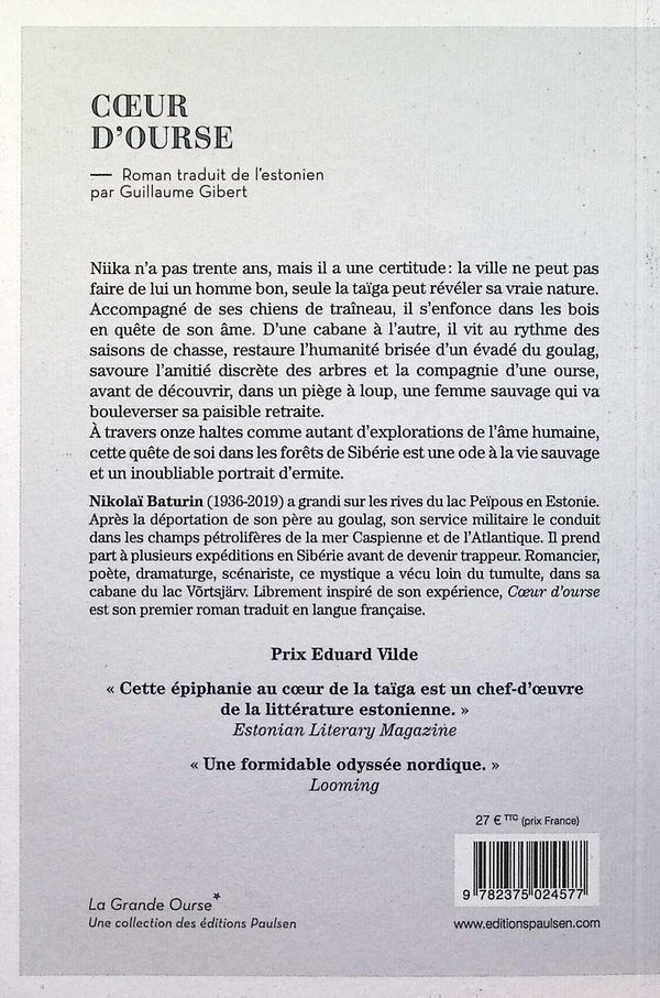Quatrième de couverture de « Coeur d'ourse »