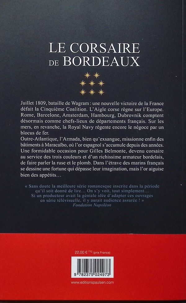 Quatrième de couverture de « Le corsaire de Bordeaux »