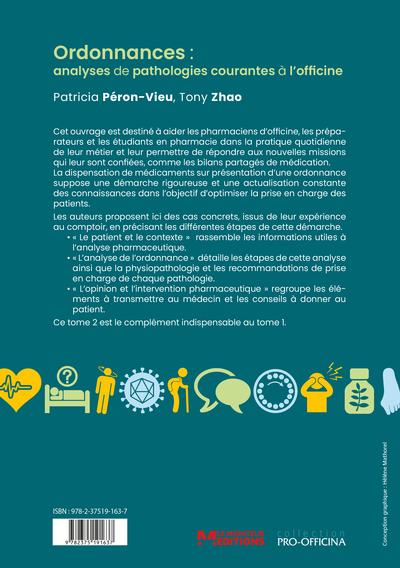 Quatrième de couverture de « Ordonnances : analyses de pathologies courantes à l'officine »