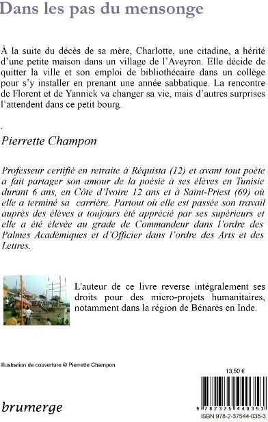 Quatrième de couverture de « DANS LES PAS DU MENSONGE »