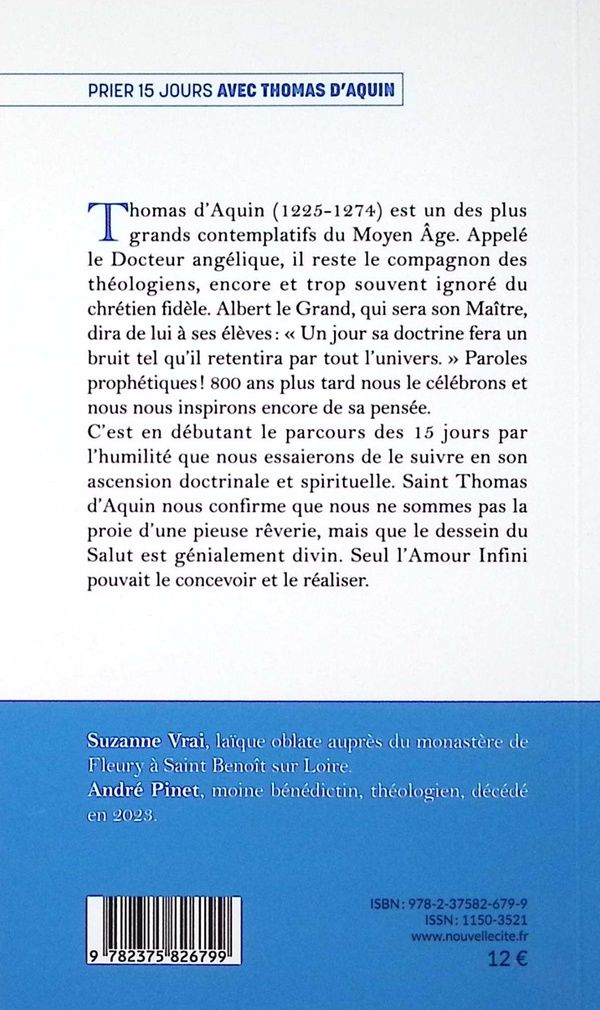 Quatrième de couverture de « Prier 15 jours avec Thomas d'Aquin »