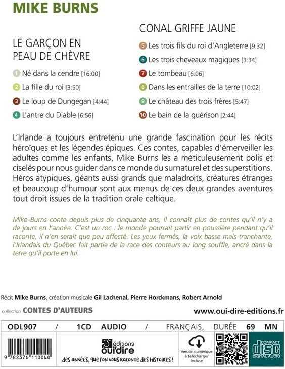 Quatrième de couverture de « CONTES D'IRLANDE ET LE GARCON EN PEAU DE CHEVRE »