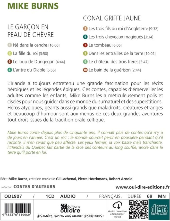 Couverture du livre « CONTES D'IRLANDE ET LE GARCON EN PEAU DE CHEVRE », librairie Les Contes Infusés à Corte