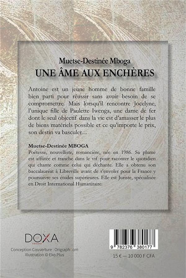 Quatrième de couverture de « UNE AME AUX ENCHERES »