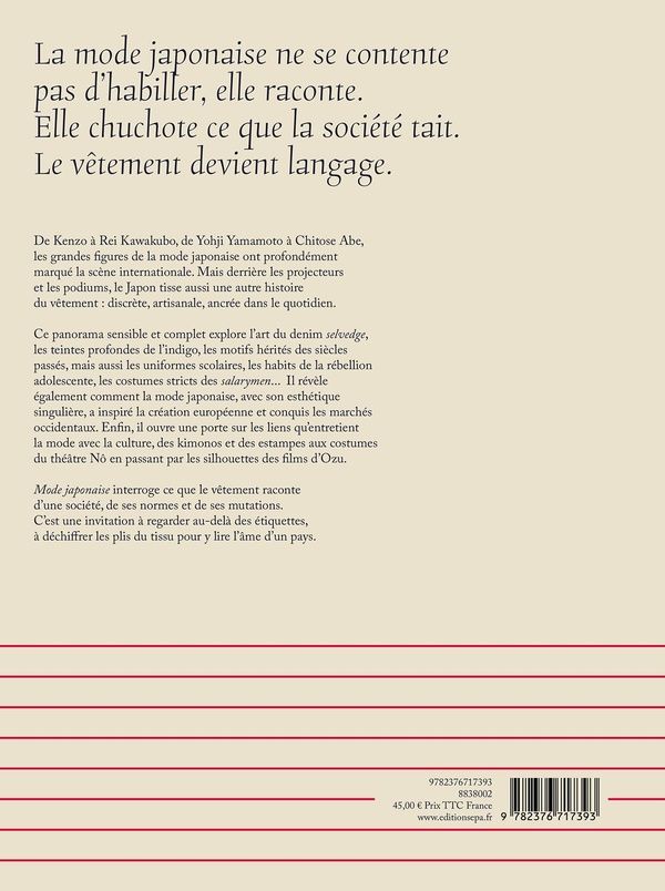 Quatrième de couverture de « Mode japonaise »