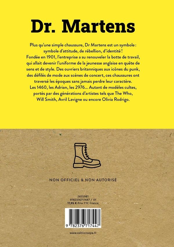 Quatrième de couverture de « Dr. Martens : une marque, une légende »