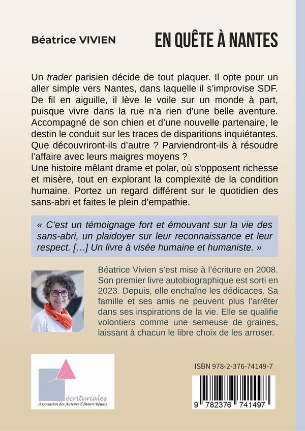 Quatrième de couverture de « En quête à Nantes : ou le savoir des invisibles - roman polar social »