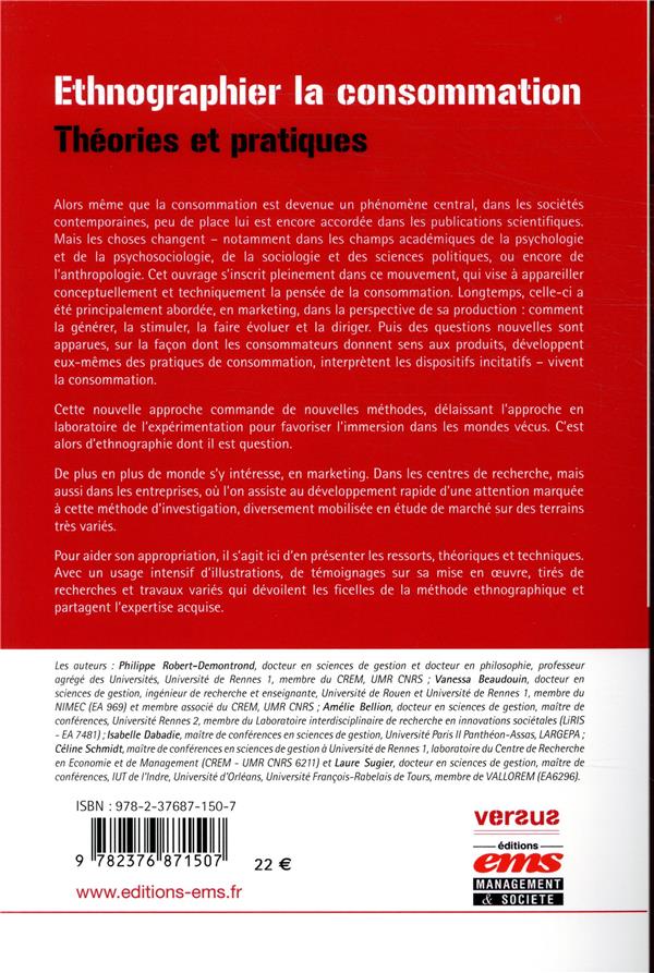 Quatrième de couverture de « ETHNOGRAPHIER LA CONSOMMATION - THEORIES ET PRATIQUES »
