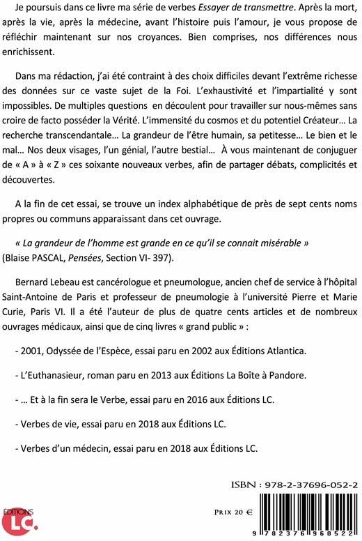 Quatrième de couverture de « VERBES DE FOI »