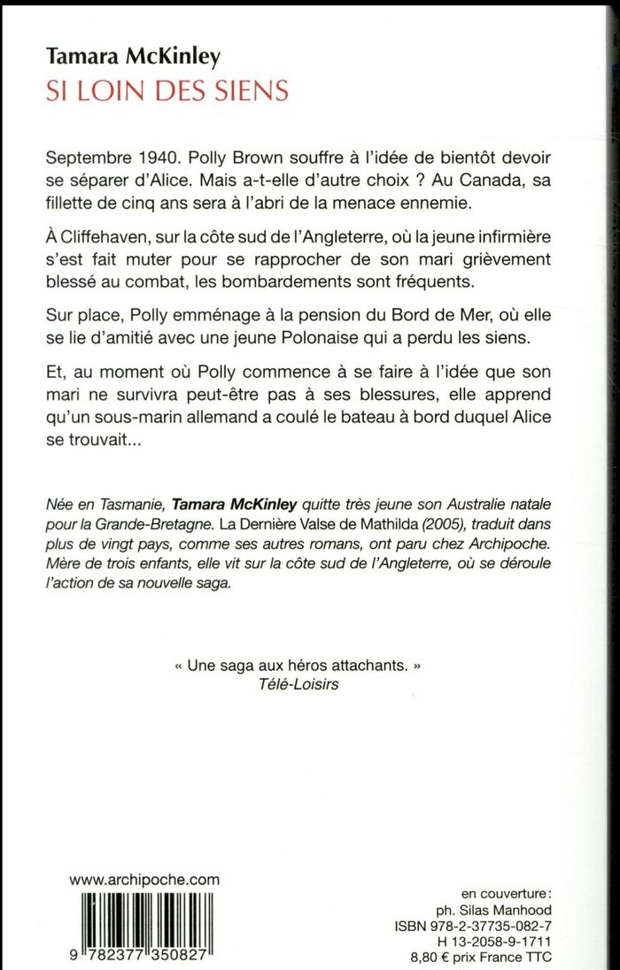 Quatrième de couverture de « Si loin des siens »