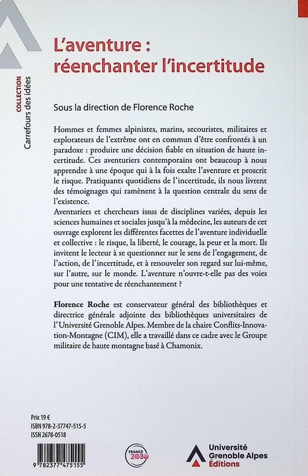 Quatrième de couverture de « L'aventure, réenchanter l'incertitude »
