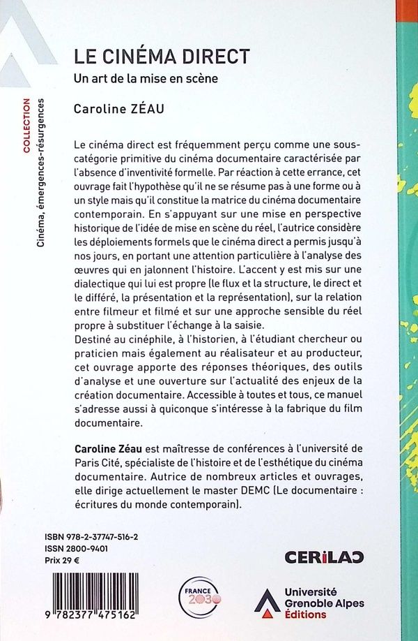 Quatrième de couverture de « Le cinéma direct : un art de la mise en scène »