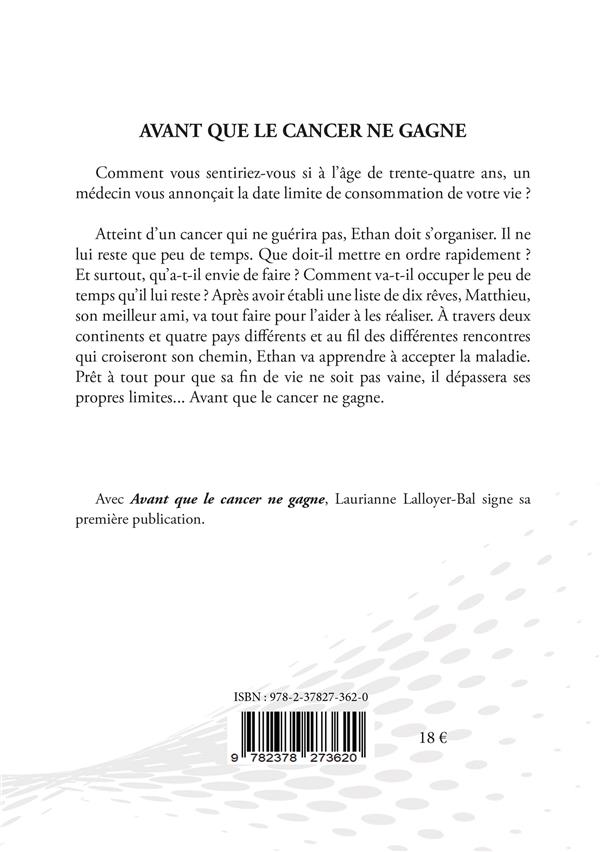 Quatrième de couverture de « AVANT QUE LE CANCER NE GAGNE »