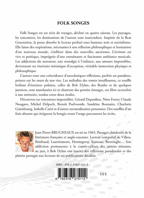 Quatrième de couverture de « FOLK SONGES »