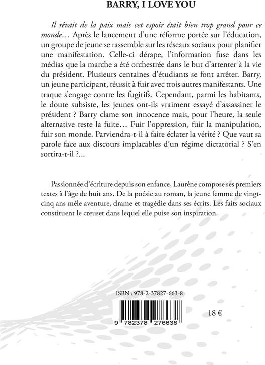 Quatrième de couverture de « BARRY, I LOVE YOU »