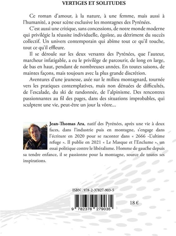Quatrième de couverture de « VERTIGES ET SOLITUDES »