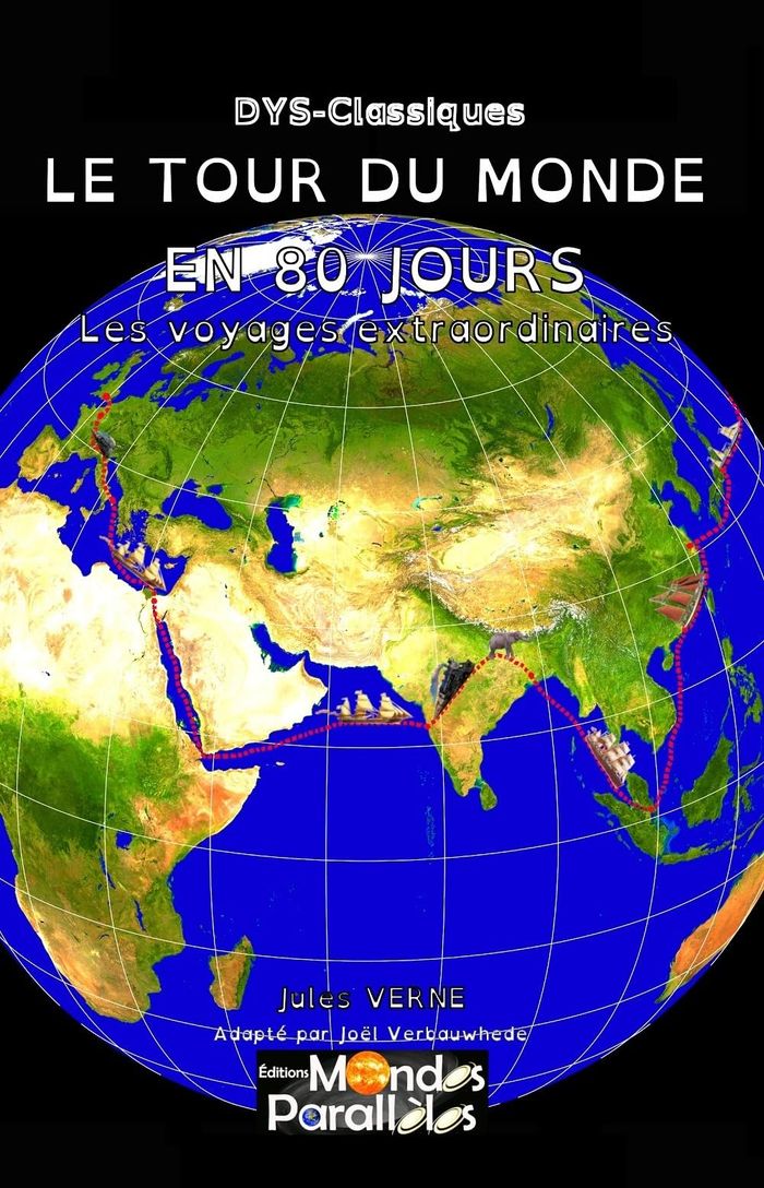 Couverture du livre « Le tour du monde en 80 jours » de Jules Verne, librairie Les Contes Infusés à Corte