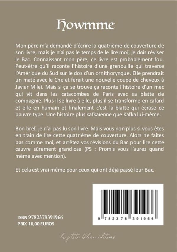 Quatrième de couverture de « HOWMME »