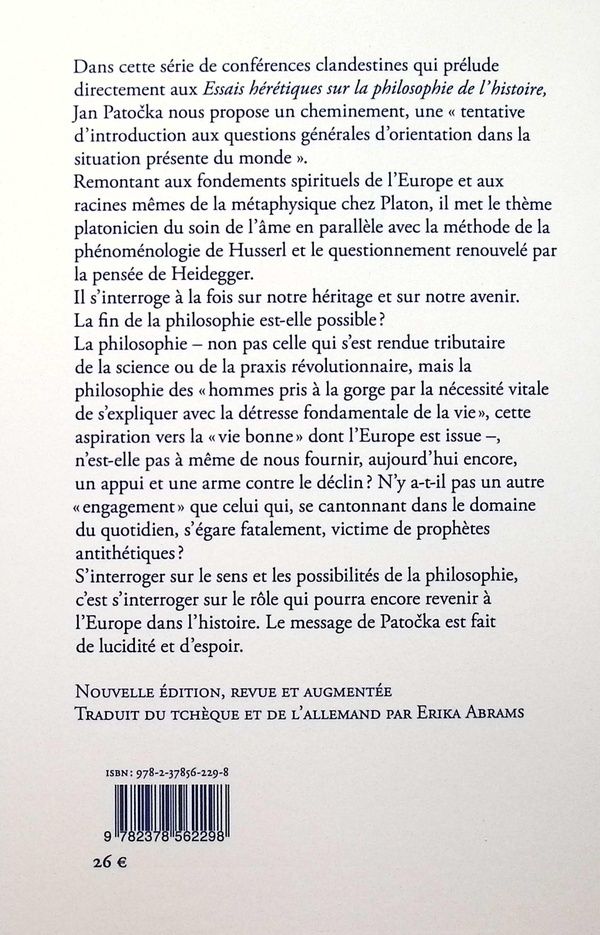 Quatrième de couverture de « Platon et l'Europe : séminaire privé du semestre d'été 1973 »