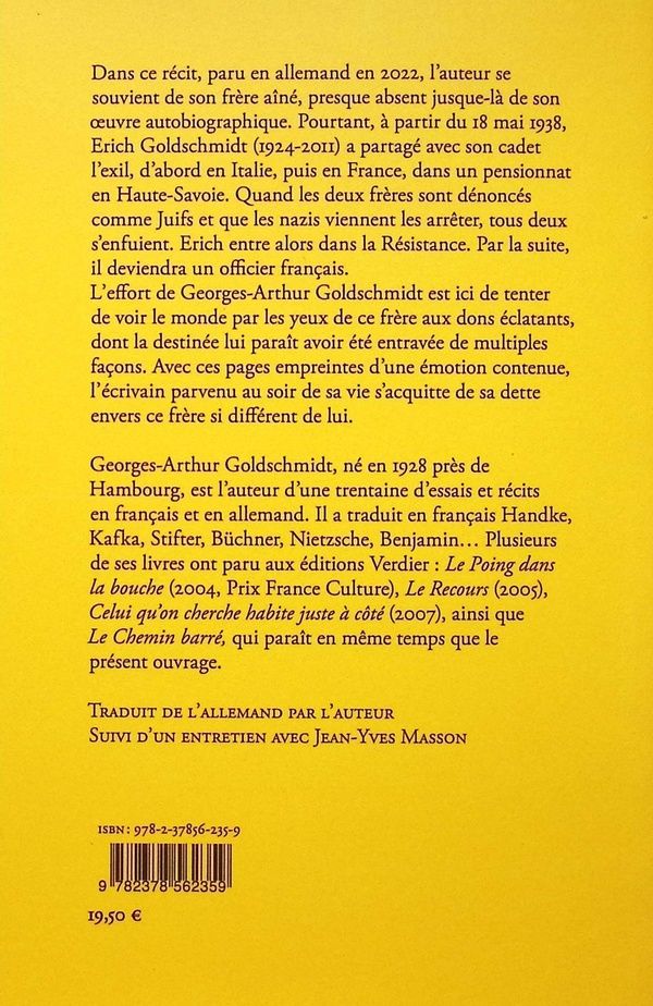 Quatrième de couverture de « Le chemin barré : roman du frère... »