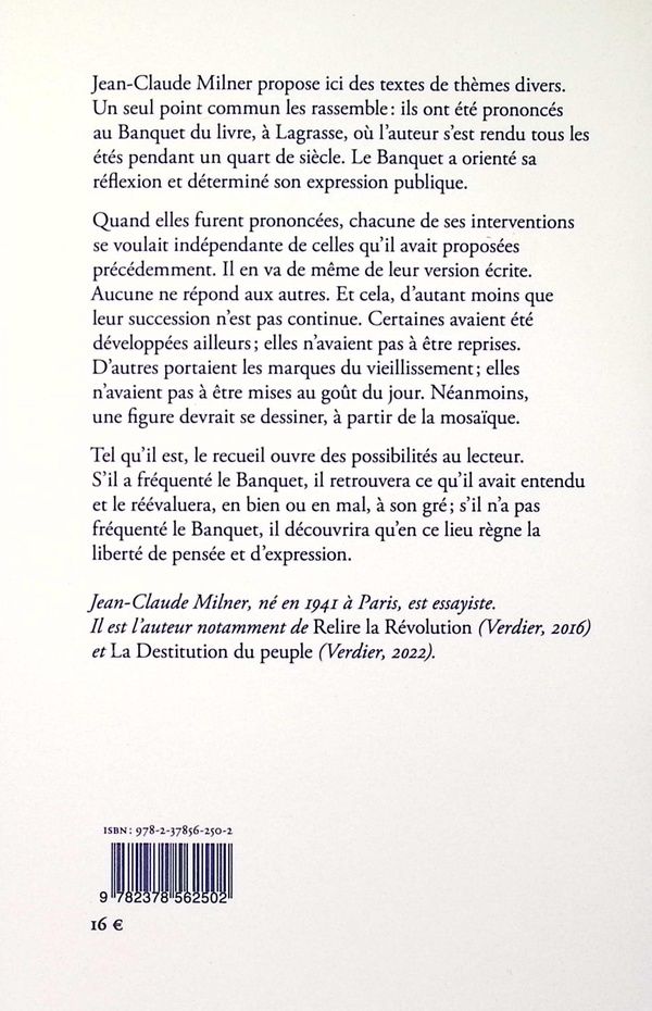 Quatrième de couverture de « Reliefs d'un banquet »