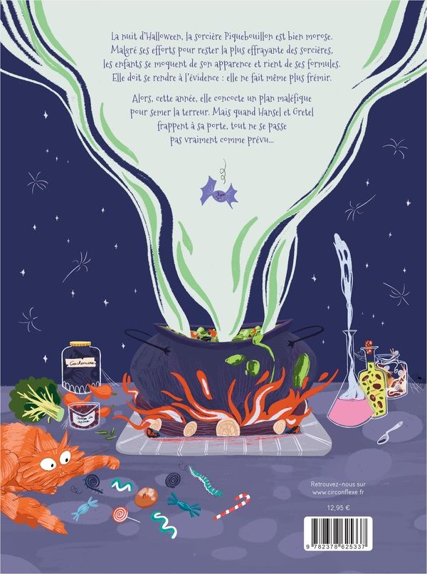Quatrième de couverture de « Le piège en bonbons de la sorcière Piquebouillon »