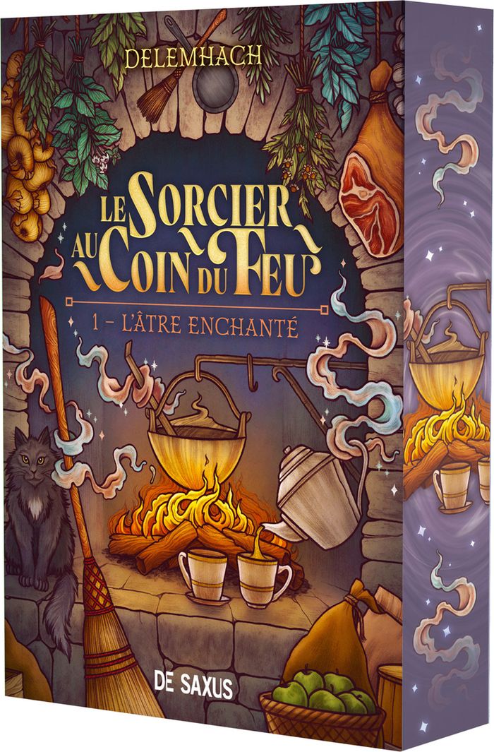 Couverture du livre « LE SORCIER AU COIN DU FEU - TOME 01 L'ATRE ENCHANTE (BROCHE) - VOL01 » de Delemhach, librairie Les Contes Infusés à Corte