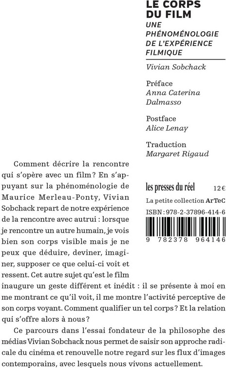 Quatrième de couverture de « Le corps du film : une phénoménologie de l'expérience filmique »