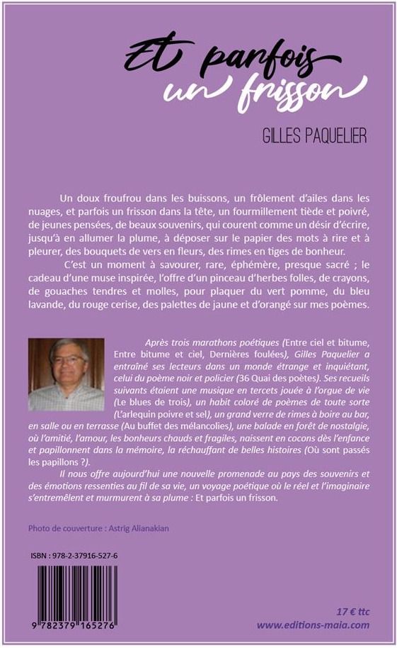 Quatrième de couverture de « ET PARFOIS UN FRISSON »