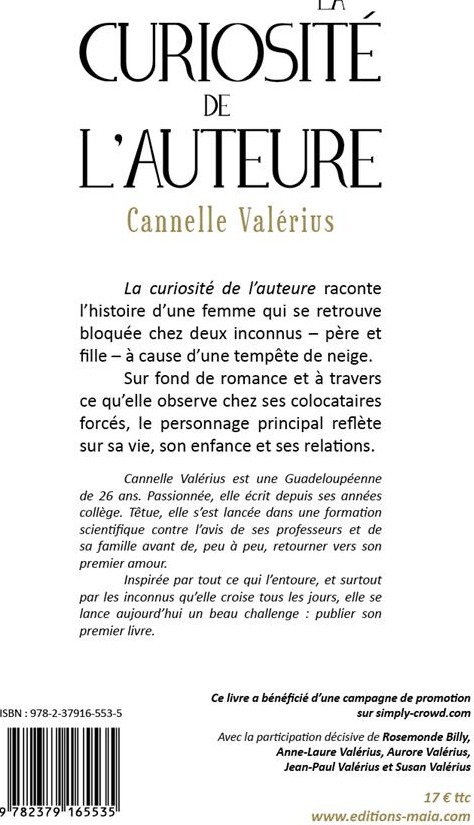 Quatrième de couverture de « LA CURIOSITE DE L'AUTEURE »