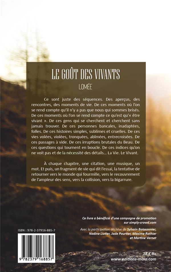 Quatrième de couverture de « LE GOUT DES VIVANTS »