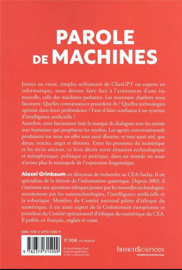 Quatrième de couverture de « PAROLE DE MACHINES »