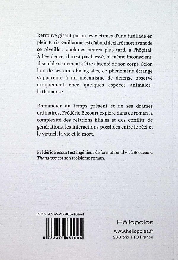 Quatrième de couverture de « Thanatose »