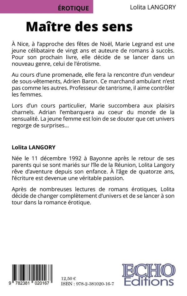Quatrième de couverture de « MAITRE DES SENS »