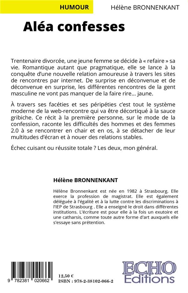 Quatrième de couverture de « ALEA CONFESSES »