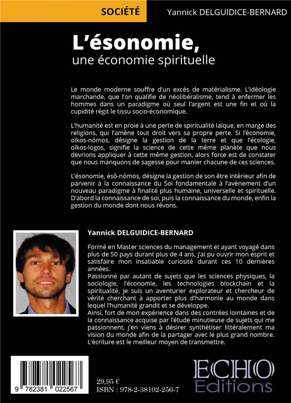 Quatrième de couverture de « L'ESONOMIE, UNE ECONOMIE SPIRITUELLE »