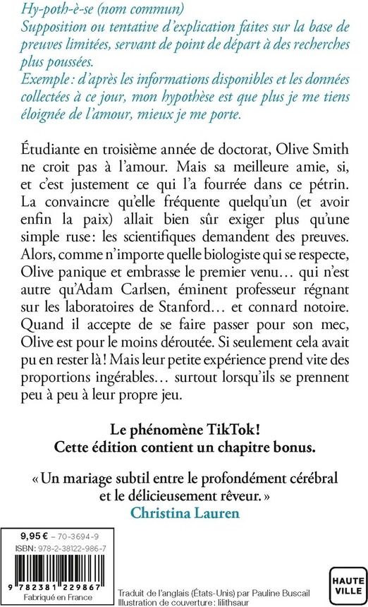 Quatrième de couverture de « The love hypothesis »