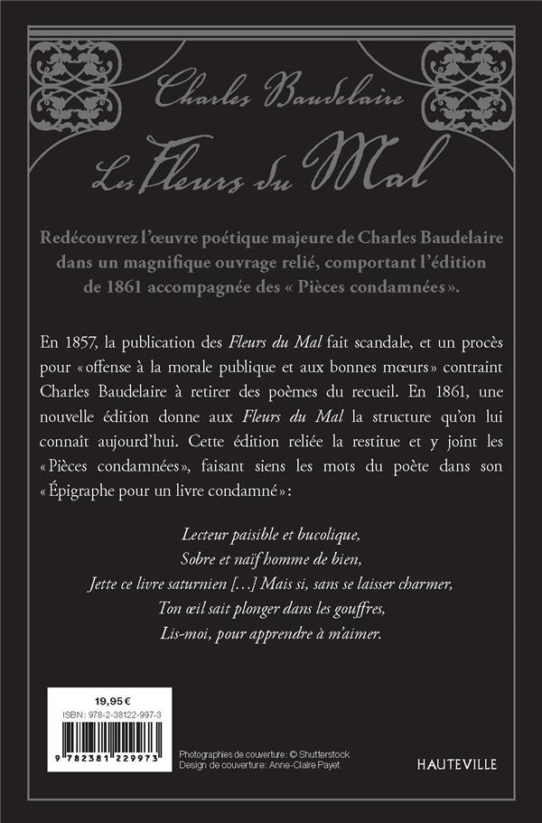 Quatrième de couverture de « Les fleurs du mal : édition de 1861 »