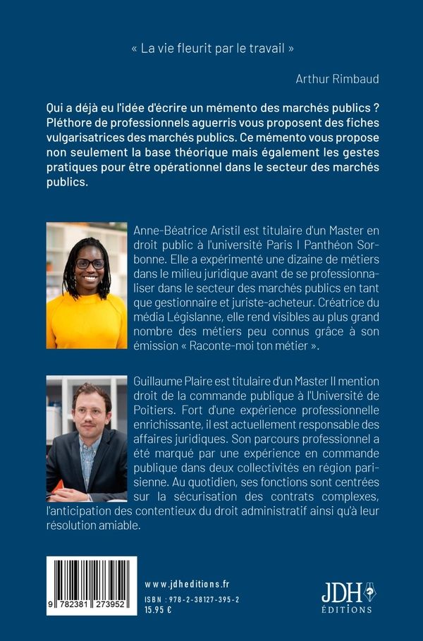 Quatrième de couverture de « MEMENTO DES MARCHES PUBLICS - FICHES DE LA THEORIE A LA PRATIQUE »