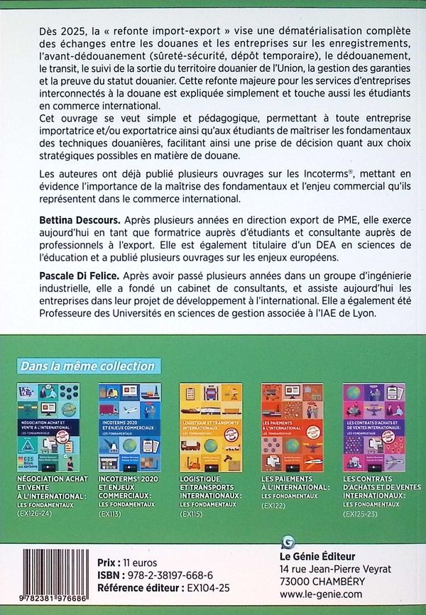 Quatrième de couverture de « La douane : les fondamentaux »